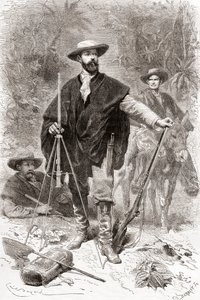 1875〜76年のアンデス山脈の麓での植物探検のエドワールフランソワアンドレ 作： Spanish School